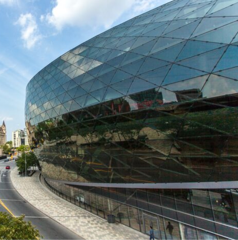 The exterior of the Shaw Centre at midday.