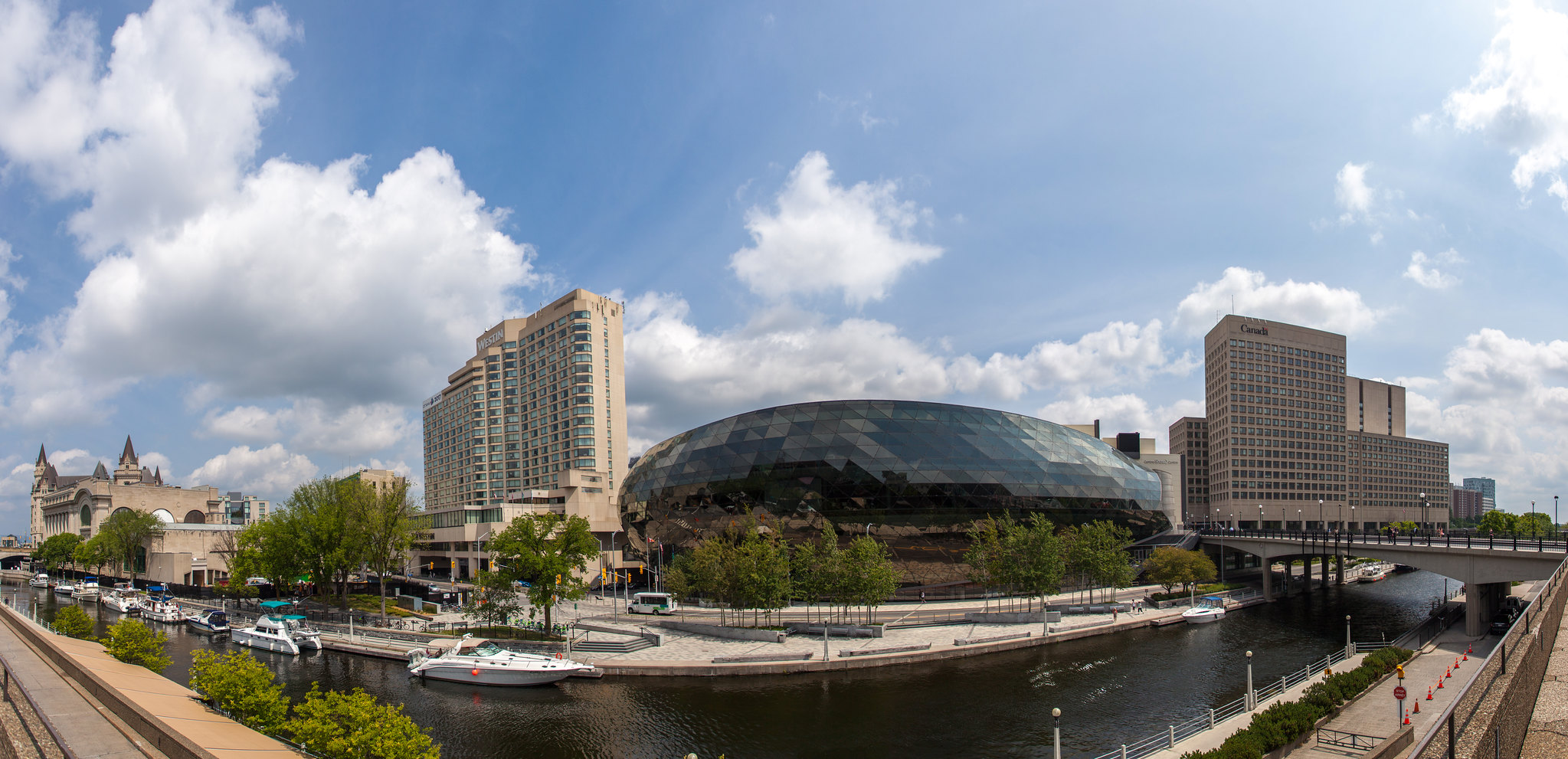 The Shaw Centre exterior from across the Rideau Canal.