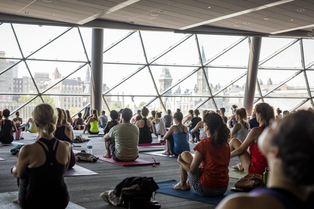 Yoga class sitting