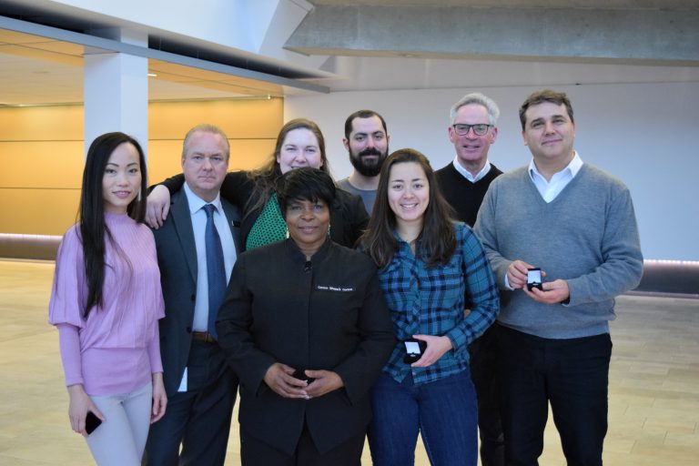 eight staff receiving an award