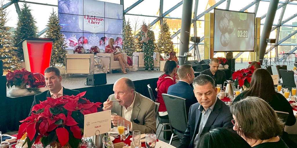 people attending christmas event