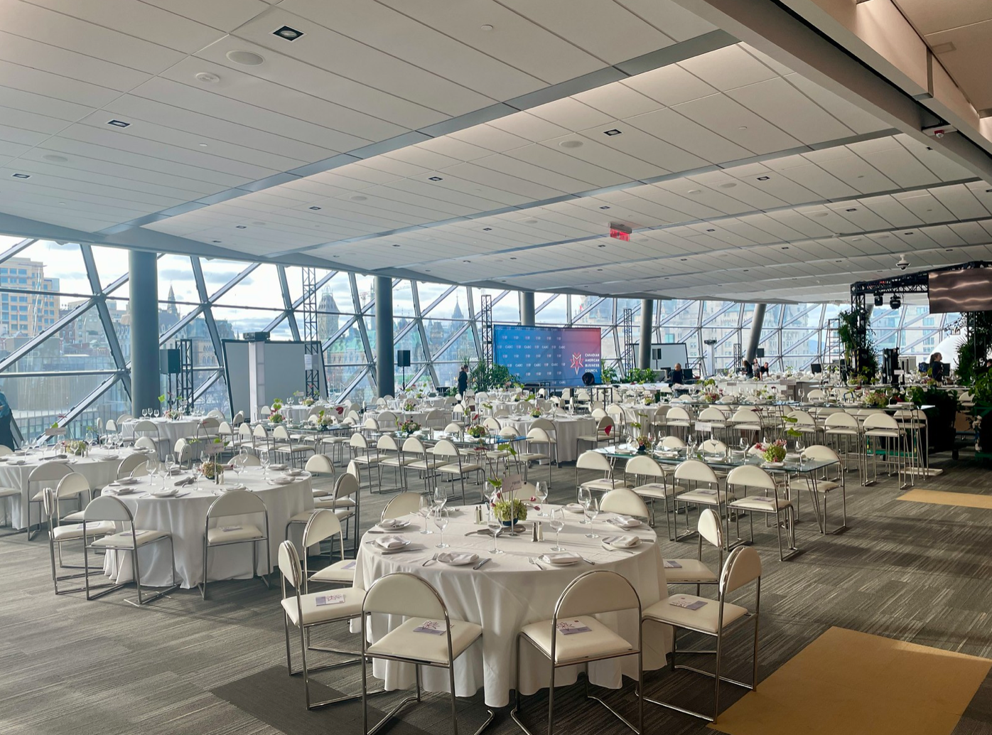 White Event Decor Setup in Trillium Ballroom