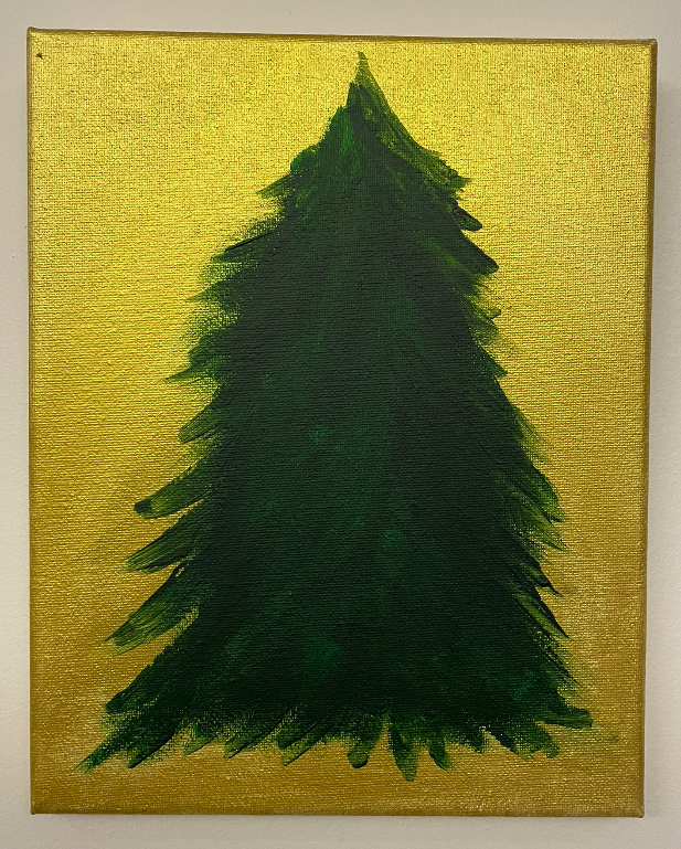 Painting of Tree with Gold Background