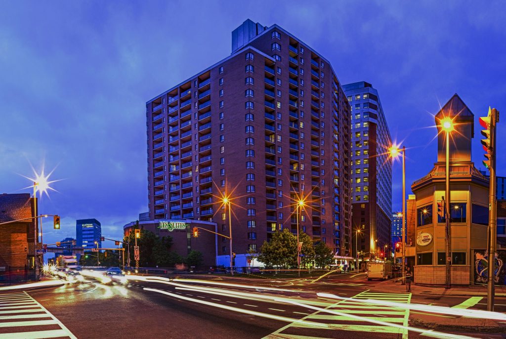 Les Suites Exterior Night Shot