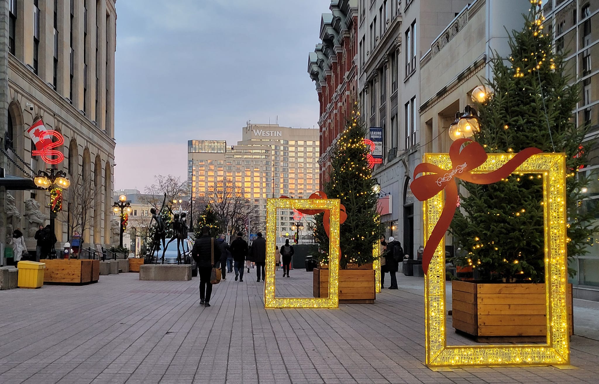 Sparks Street, big gift cutouts with lights